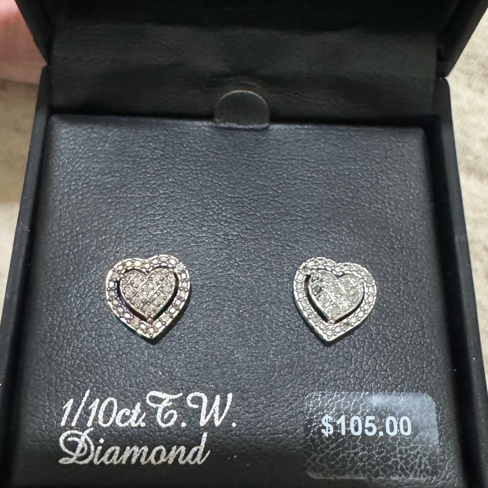Kohl's Silver Heart Diamond Earrings